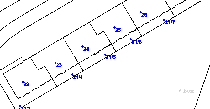 Parcela st. 21/5 v KÚ Drahovice, Katastrální mapa