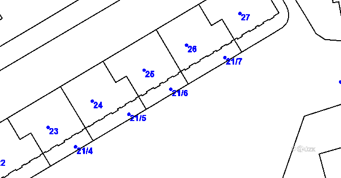 Parcela st. 21/6 v KÚ Drahovice, Katastrální mapa