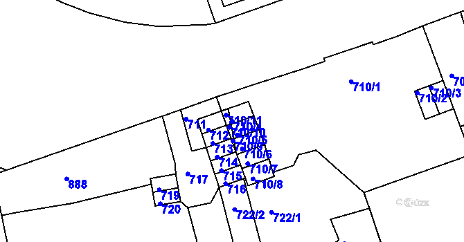 Parcela st. 710/4 v KÚ Drahovice, Katastrální mapa