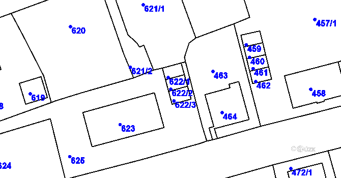 Parcela st. 622/2 v KÚ Drahovice, Katastrální mapa