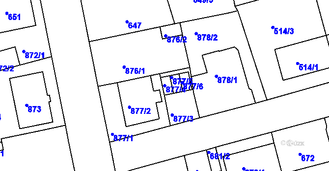 Parcela st. 877/4 v KÚ Drahovice, Katastrální mapa
