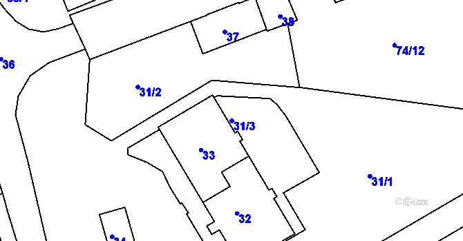 Parcela st. 31/3 v KÚ Drahovice, Katastrální mapa