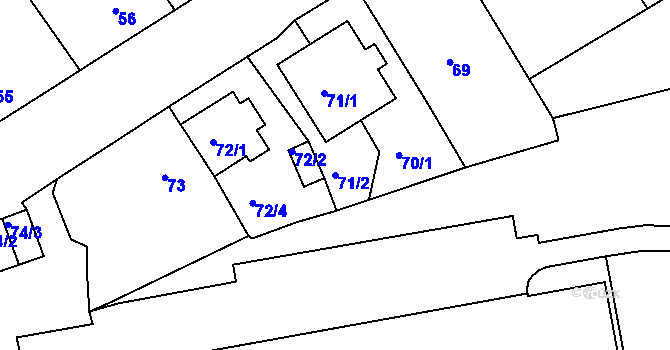 Parcela st. 71/2 v KÚ Drahovice, Katastrální mapa