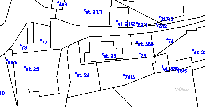 Parcela st. 23 v KÚ Budňany, Katastrální mapa
