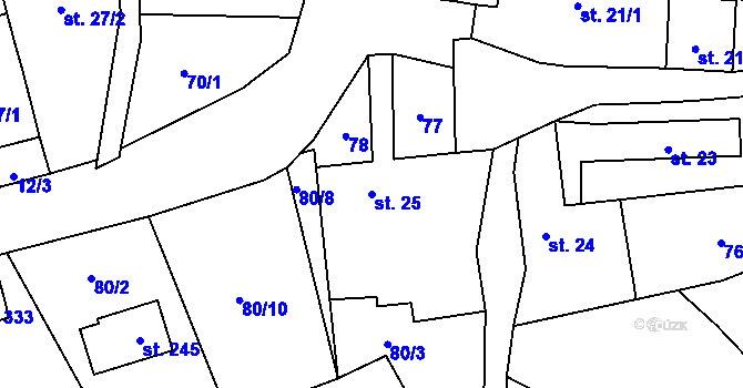 Parcela st. 25 v KÚ Budňany, Katastrální mapa
