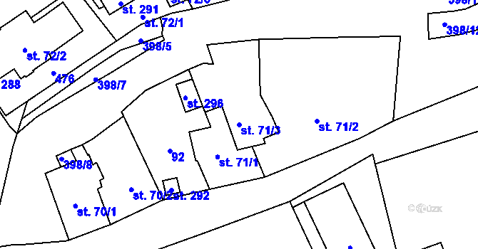Parcela st. 71/3 v KÚ Budňany, Katastrální mapa