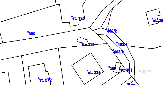 Parcela st. 239 v KÚ Budňany, Katastrální mapa