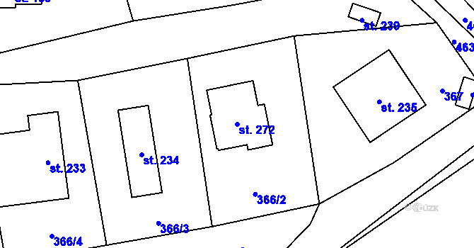 Parcela st. 272 v KÚ Budňany, Katastrální mapa