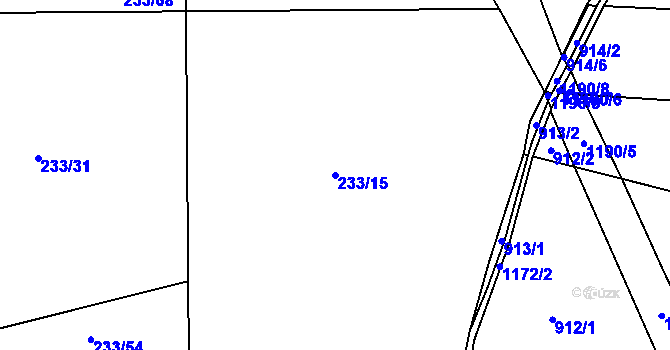 Parcela st. 233/15 v KÚ Budňany, Katastrální mapa