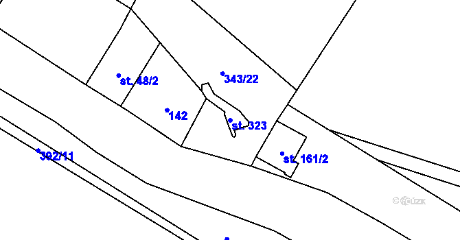Parcela st. 323 v KÚ Budňany, Katastrální mapa