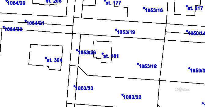 Parcela st. 181 v KÚ Poučník, Katastrální mapa