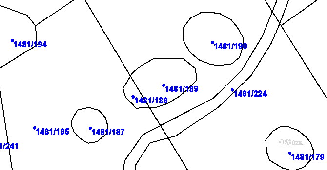 Parcela st. 1481/189 v KÚ Poučník, Katastrální mapa