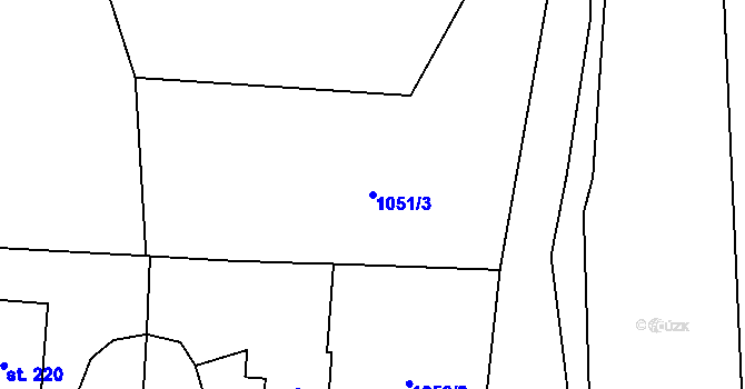 Parcela st. 1051/3 v KÚ Poučník, Katastrální mapa