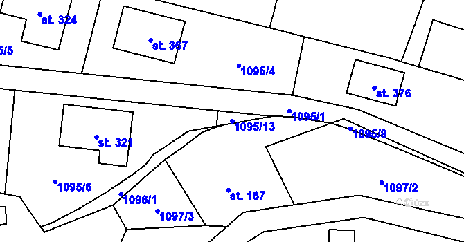 Parcela st. 1095/13 v KÚ Poučník, Katastrální mapa