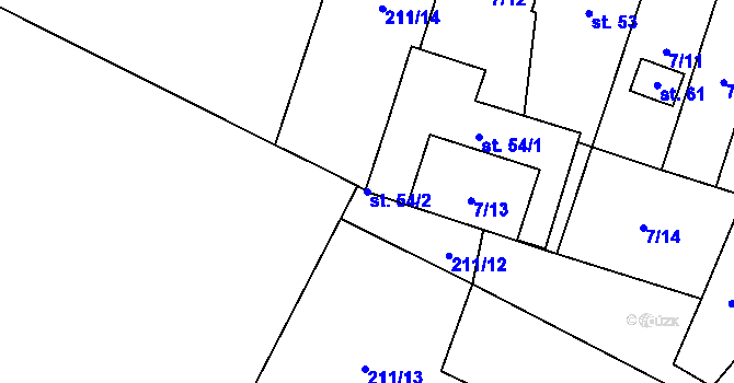 Parcela st. 54/2 v KÚ Karolín, Katastrální mapa