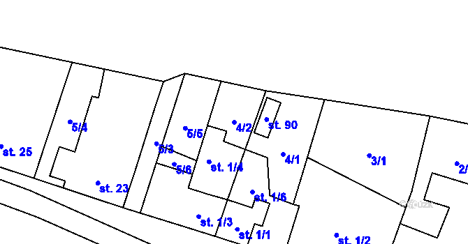 Parcela st. 4/2 v KÚ Karolín, Katastrální mapa