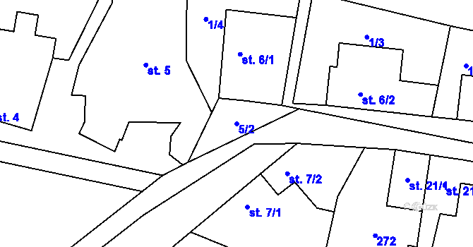 Parcela st. 5/2 v KÚ Karolín, Katastrální mapa