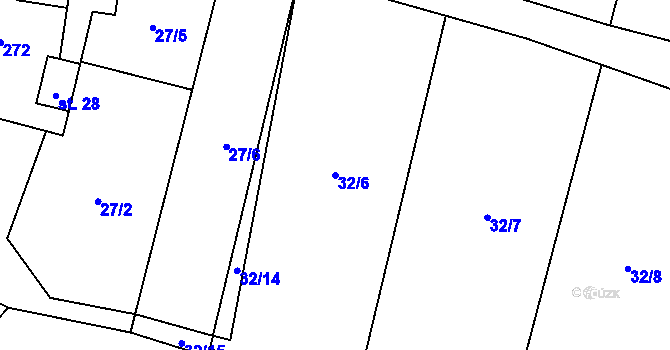 Parcela st. 32/6 v KÚ Karolín, Katastrální mapa