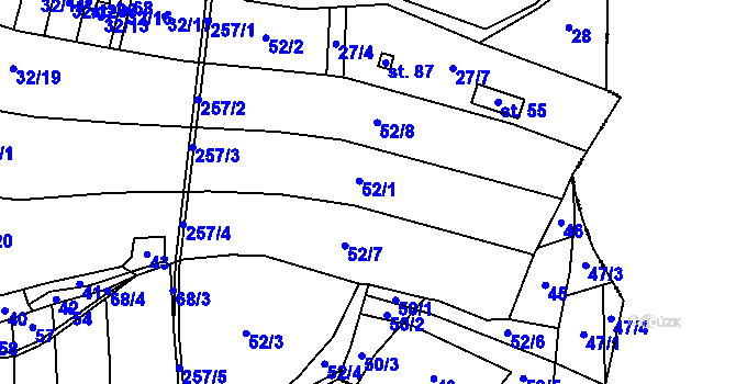 Parcela st. 52 v KÚ Karolín, Katastrální mapa