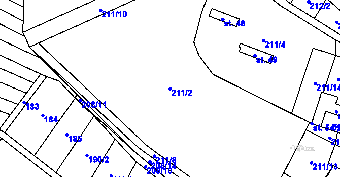 Parcela st. 211/2 v KÚ Karolín, Katastrální mapa