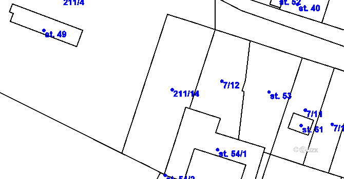 Parcela st. 211/14 v KÚ Karolín, Katastrální mapa