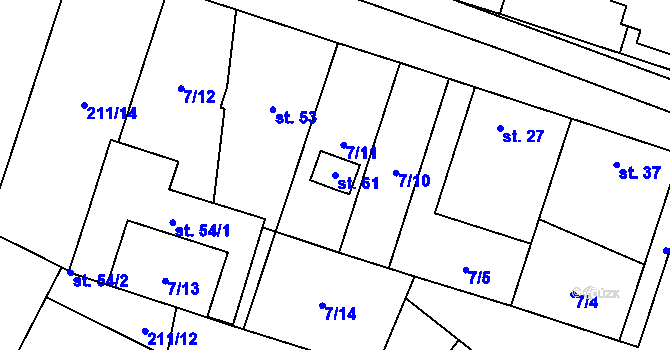 Parcela st. 61 v KÚ Karolín, Katastrální mapa