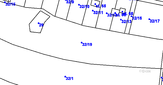 Parcela st. 32/19 v KÚ Karolín, Katastrální mapa