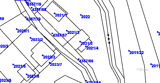 Parcela st. 2021/2 v KÚ Karolinka, Katastrální mapa