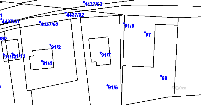 Parcela st. 91/7 v KÚ Karolinka, Katastrální mapa
