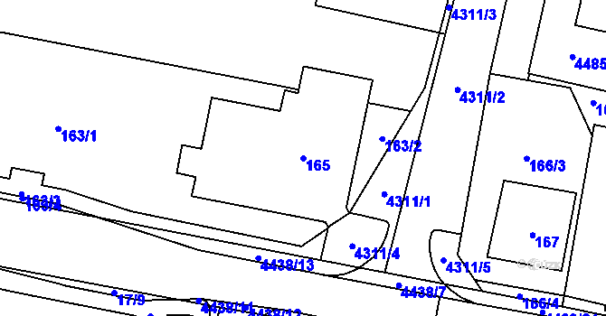 Parcela st. 165 v KÚ Karolinka, Katastrální mapa