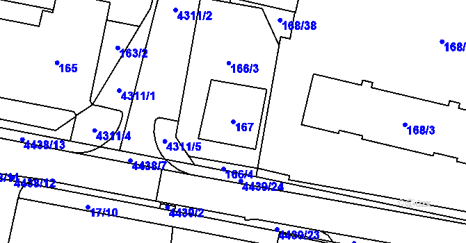 Parcela st. 167 v KÚ Karolinka, Katastrální mapa