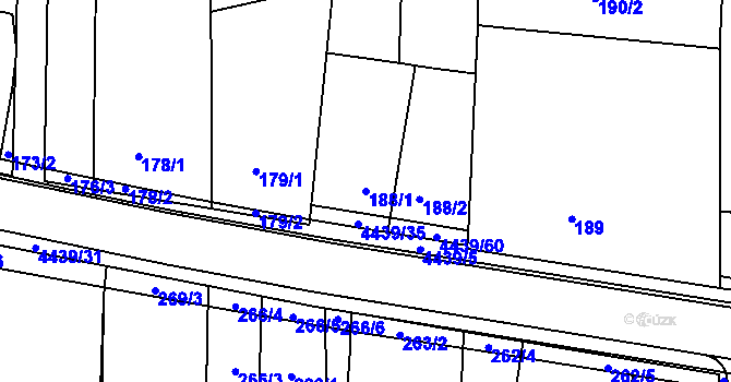 Parcela st. 188/1 v KÚ Karolinka, Katastrální mapa