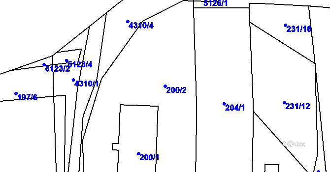 Parcela st. 200/2 v KÚ Karolinka, Katastrální mapa