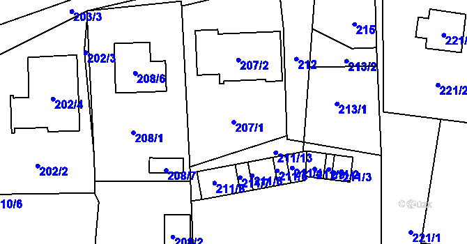 Parcela st. 207/1 v KÚ Karolinka, Katastrální mapa