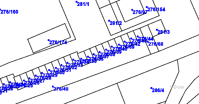 Parcela st. 276/38 v KÚ Karolinka, Katastrální mapa