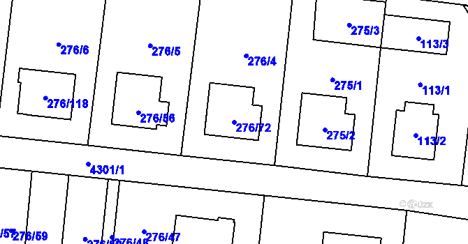 Parcela st. 276/72 v KÚ Karolinka, Katastrální mapa