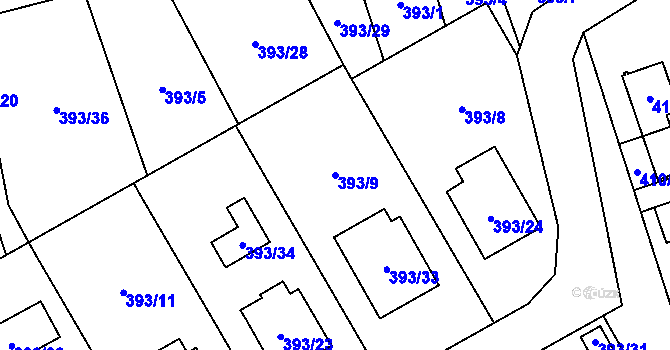 Parcela st. 393/9 v KÚ Karolinka, Katastrální mapa