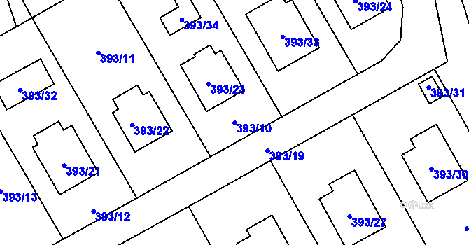 Parcela st. 393/10 v KÚ Karolinka, Katastrální mapa