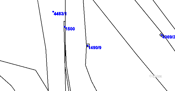 Parcela st. 1490/9 v KÚ Karolinka, Katastrální mapa