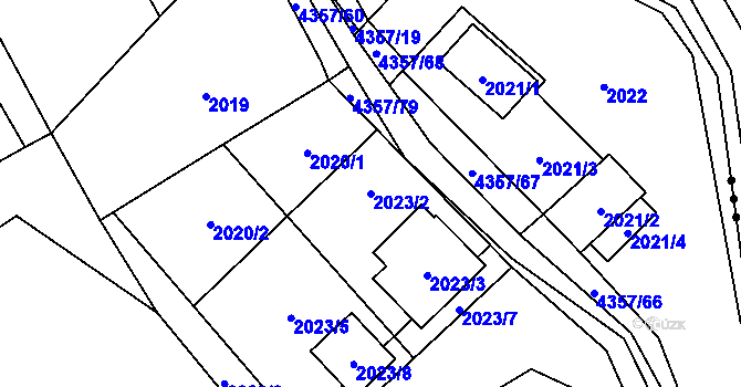 Parcela st. 2023/2 v KÚ Karolinka, Katastrální mapa