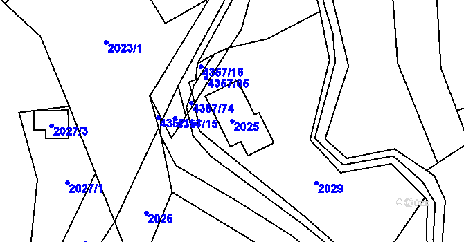 Parcela st. 2025 v KÚ Karolinka, Katastrální mapa
