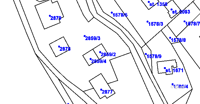 Parcela st. 2859/2 v KÚ Karolinka, Katastrální mapa