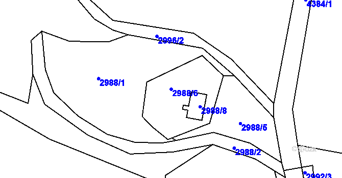 Parcela st. 2988/6 v KÚ Karolinka, Katastrální mapa