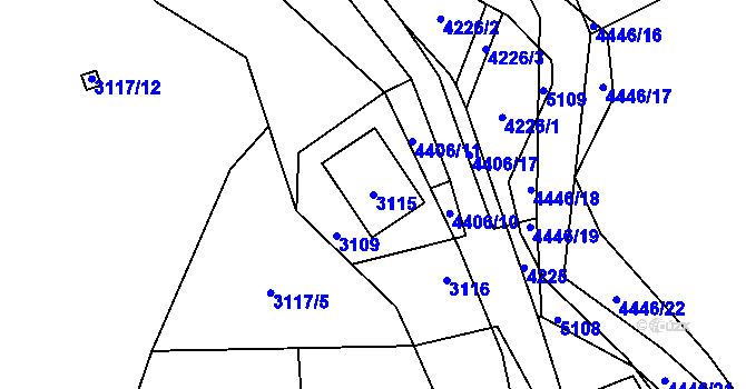 Parcela st. 3115 v KÚ Karolinka, Katastrální mapa