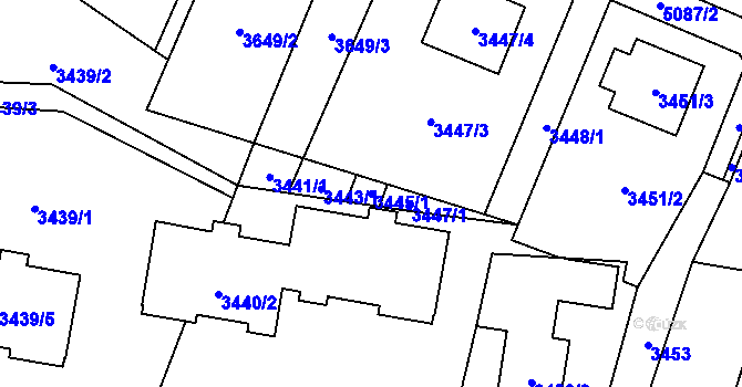 Parcela st. 3445/1 v KÚ Karolinka, Katastrální mapa