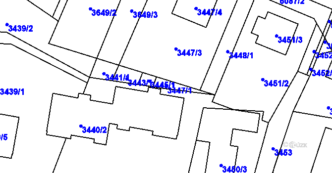 Parcela st. 3447/1 v KÚ Karolinka, Katastrální mapa