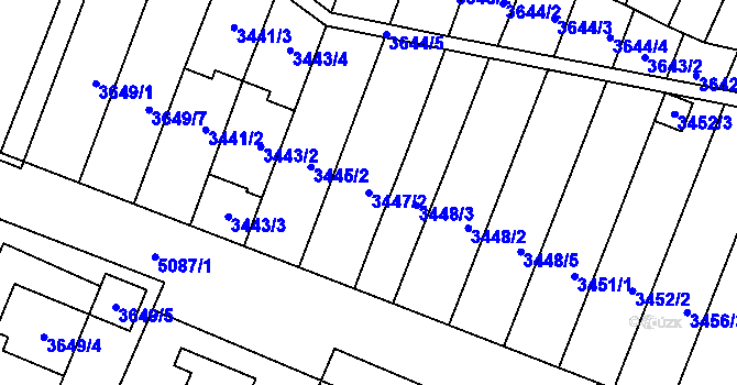 Parcela st. 3447/2 v KÚ Karolinka, Katastrální mapa