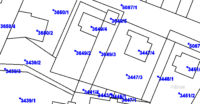Parcela st. 3649/3 v KÚ Karolinka, Katastrální mapa