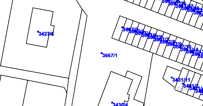 Parcela st. 3667/1 v KÚ Karolinka, Katastrální mapa