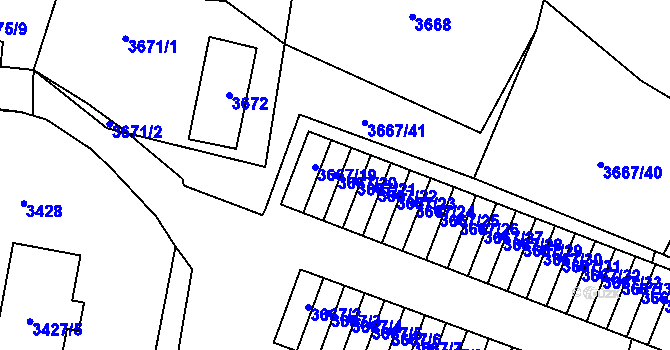 Parcela st. 3667/20 v KÚ Karolinka, Katastrální mapa